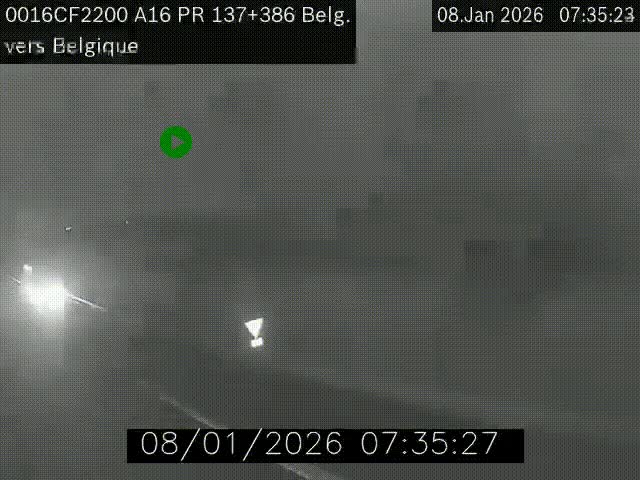Webcam à la frontière franco-belge au niveau de Bray-Dunes/De-Panne sur l'autoroute A16. Vue orientée vers la Belgique