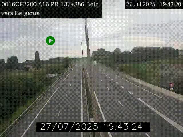 Webcam à la frontière franco-belge au niveau de Bray-Dunes/De-Panne sur l'autoroute A16. Vue orientée vers la Belgique