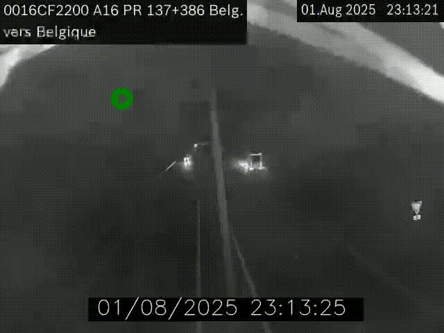 Webcam à la frontière franco-belge au niveau de Bray-Dunes/De-Panne sur l'autoroute A16. Vue orientée vers la Belgique