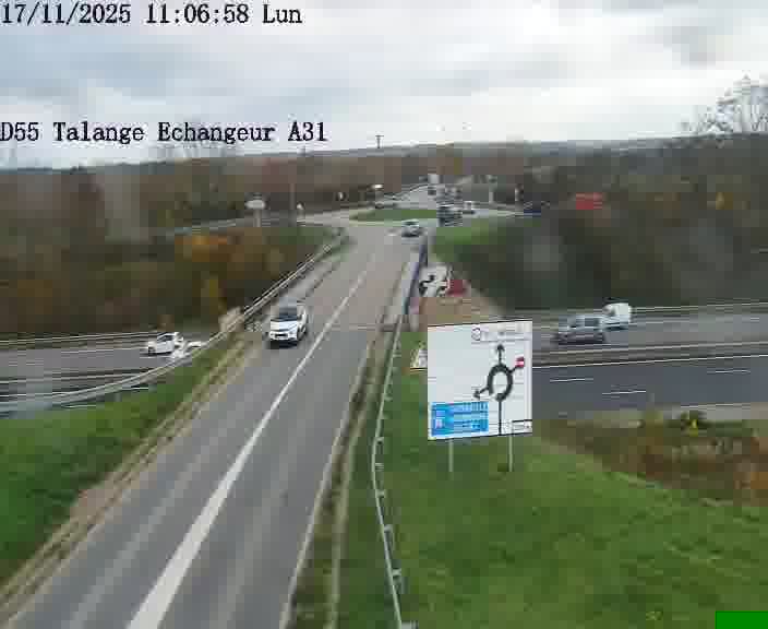 Webcam sur la D55 à Talange au niveau du pont surplombant l'A31 (sens droite-gauche vers Luxembourg). Vue orientée vers Ay-sur-Moselle.