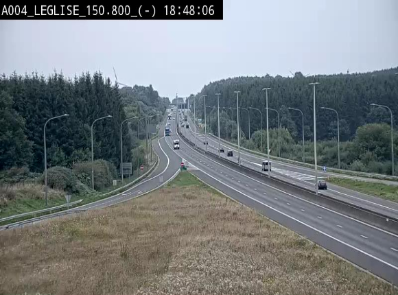 Webcam E411 dans la Côte de Léglise. Vue orientée vers Bruxelles