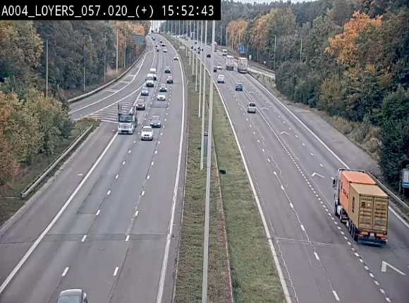 Webcam dans la montée de Loyers sur l'E411, après le viaduc de Beez en venant de Namur et en direction du Luxembourg
