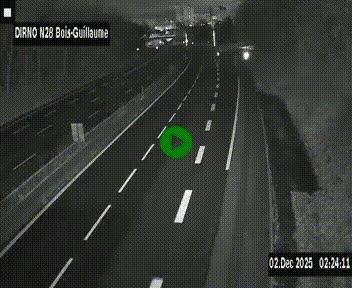 Webcam routière à hauteur de Bois-Guillaume en périphérie de Rouen. Vue orientée vers Rouen