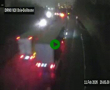 Webcam routière à hauteur de Bois-Guillaume en périphérie de Rouen. Vue orientée vers Rouen