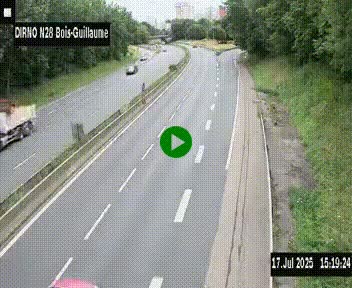 Webcam routière à hauteur de Bois-Guillaume en périphérie de Rouen. Vue orientée vers Rouen