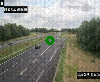 Webcam autoroute A150 à hauteur de La Vaupalière en périphérie de Rouen. Vue orientée vers Rouen
