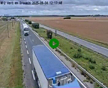 Webcam à hauteur de Vert-en-Drouais sur la N12, en périphérie de Dreux. Vue orientée vers Alençon