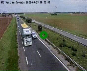 Webcam à hauteur de Vert-en-Drouais sur la N12, en périphérie de Dreux. Vue orientée vers Alençon