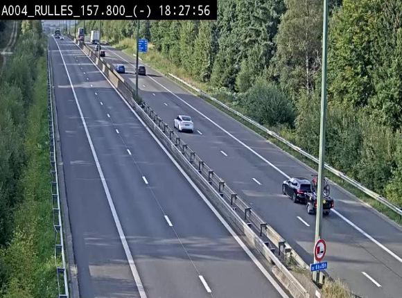 Webcam à Marbehan sur l'E411 à hauteur de la sortie 28a Rulles. Vue orientée vers Bruxelles