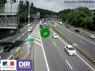 Caméra autoroute sur A6 - Valvert, près de Lyon, en direction de Paris, à hauteur de la sortie 36 Porte du Valvert