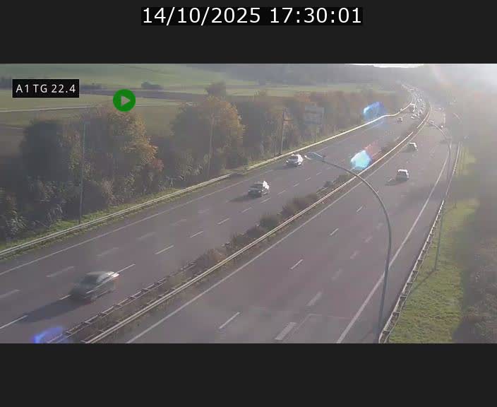 Traffic live webcam Luxembourg Flaxweiler - A1 direction Luxembourg - BK 22.4