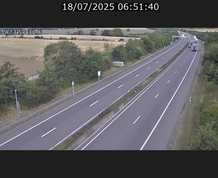 Webcam info trafic A13 à hauteur de Mondorf-les-bains. Vue orientée vers Altwies