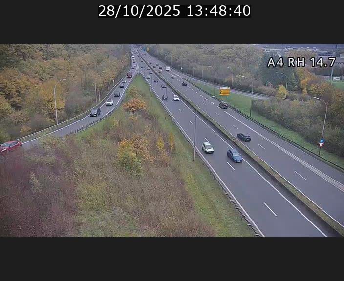 Traffic live webcam Luxembourg Jonction Lankelz - A4 - BK 14.7 - direction Luxembourg