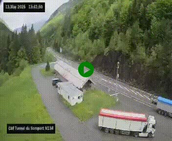 Webcam à l'entrée du tunnel du Somport, côté français, sur la N134, dans les Pyrénées, en direction de l'Espagne, à 1116 mètres d'altitude