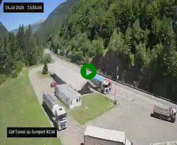 Webcam à l'entrée du tunnel du Somport, côté français, sur la N134, dans les Pyrénées, en direction de l'Espagne, à 1116 mètres d'altitude