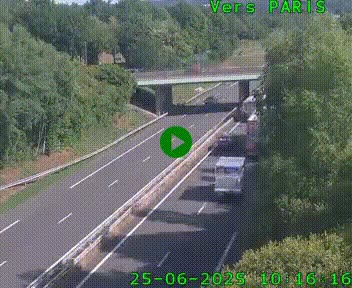Caméra routière sur l'autoroute A20 au nord de Limoges, à la jonction avec la N520. Vue orientée vers Paris