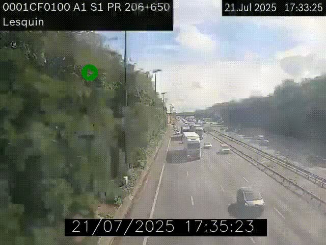 Webcam autoroute A1 à hauteur de Lesquin. Vue orientée vers Lille