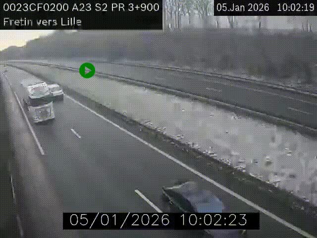 Webcam autoroute A23 à hauteur de Fretin. Vue orientée vers Lille