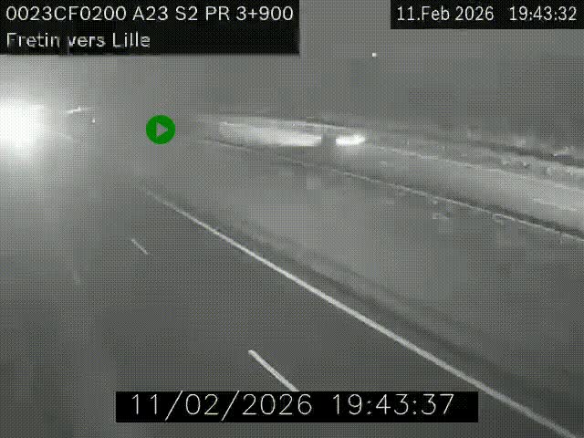 Webcam autoroute A23 à hauteur de Fretin. Vue orientée vers Lille