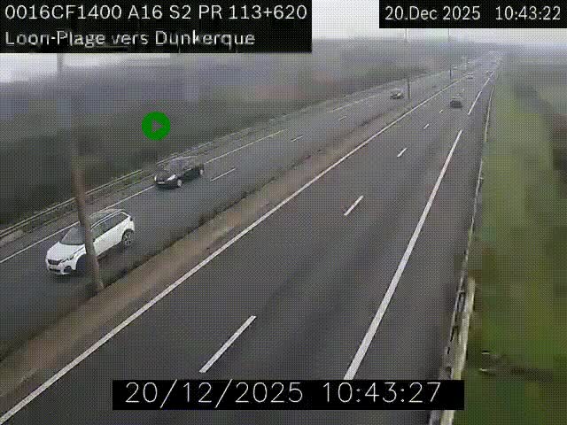Webcam autoroute A16 à hauteur de Loon-Plage. Vue orientée vers Dunkerque et la Belgique.