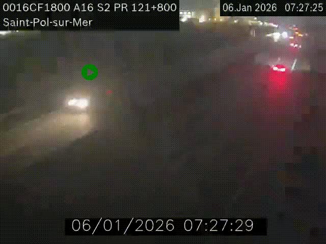 Webcam autoroute A16 à proximité de Dunkerque, à hauteur de la sortie Saint-Pol-sur-Mer. Vue orientée vers Calais