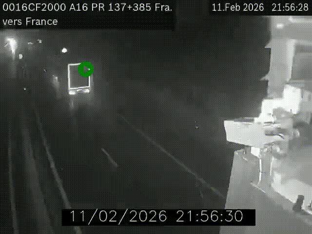 Webcam à la frontière franco-belge au niveau de Bray-Dunes/De-Panne sur l'autoroute A16. Vue orientée vers Calais