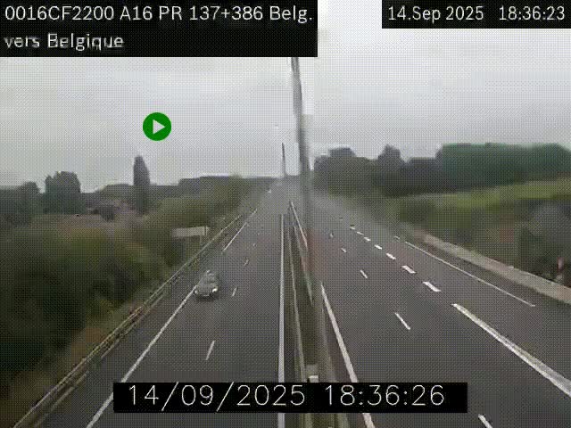 Webcam à la frontière franco-belge au niveau de Bray-Dunes/De-Panne sur l'autoroute A16. Vue orientée vers la Belgique