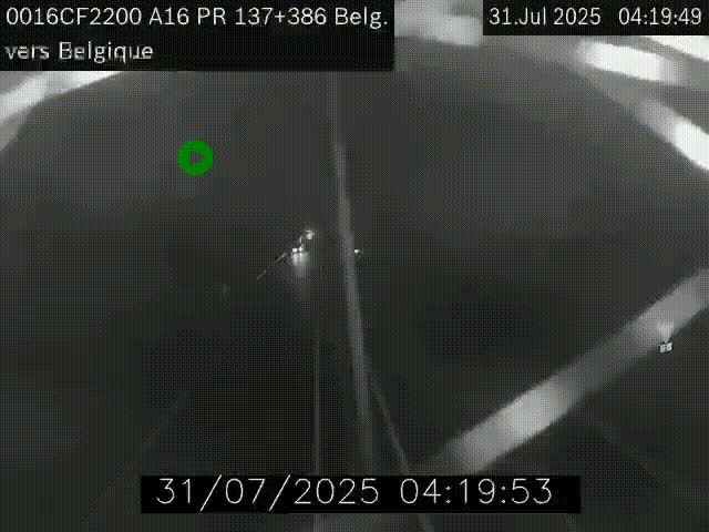 Webcam à la frontière franco-belge au niveau de Bray-Dunes/De-Panne sur l'autoroute A16. Vue orientée vers la Belgique