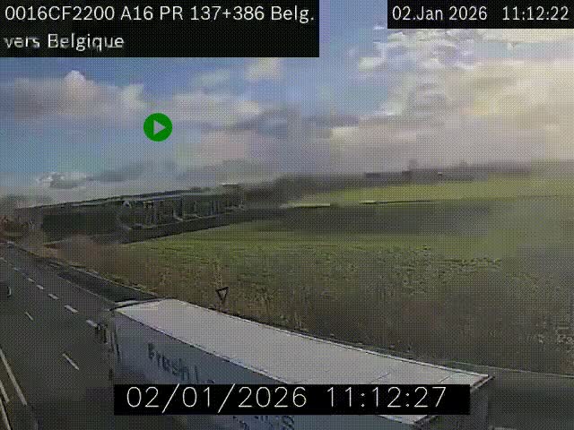 Webcam à la frontière franco-belge au niveau de Bray-Dunes/De-Panne sur l'autoroute A16. Vue orientée vers la Belgique