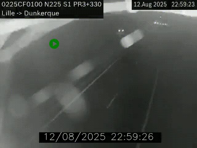 Webcam autoroute A25 (N225) à hauteur de Bergues (Bierne). Vue orientée vers Dunkerque.