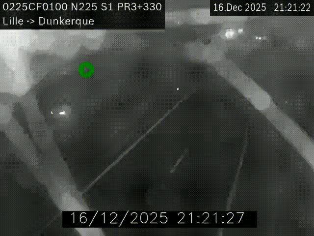 Webcam autoroute A25 (N225) à hauteur de Bergues (Bierne). Vue orientée vers Dunkerque.