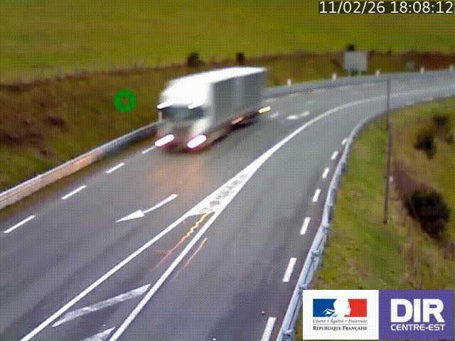 Webcam sur le col Pin Bouchain, vue orientée vers Roanne, en provenance de Lyon sur la nationale 7 (N7)