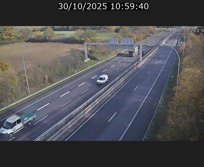 Traffic live webcam Luxembourg Croix de Bettembourg, rond-point d'Hellange - A13 direction Allemagne - BK 20.9