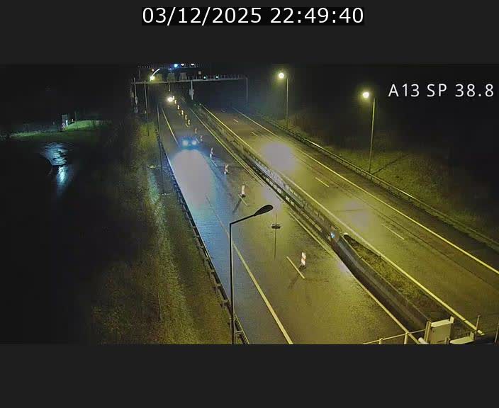 Webcam autoroute A13 à l'entrée ouest du tunnel Markusbierg à Schengen. Vue orientée vers le tunnel et l'Allemagne