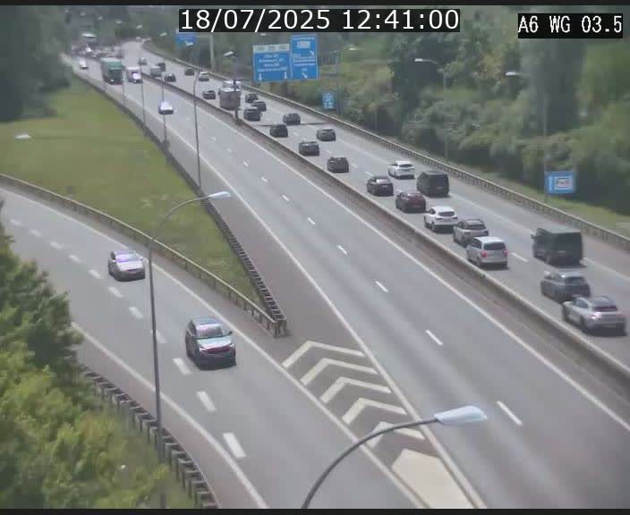 Traffic live webcam Luxembourg - Croix de Cessange - A6 - BK 3.5 - direction France/Allemagne