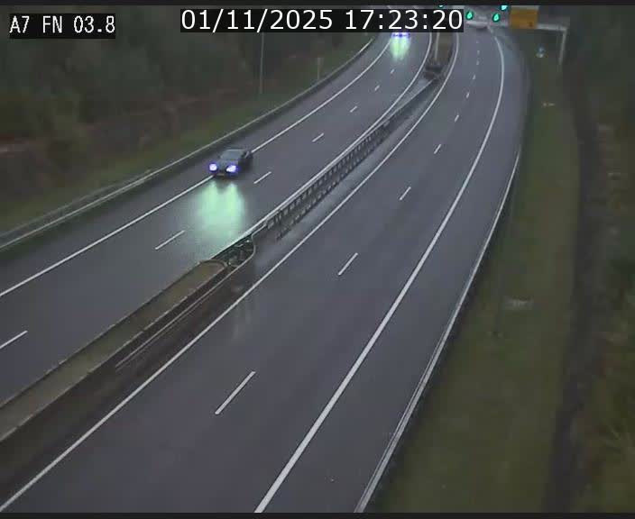 Caméra autoroute Luxembourg A7 - Passage à gibier Rëngelbour - direction Tunnel Stafelter