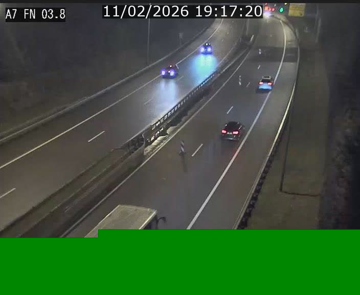 Caméra autoroute Luxembourg A7 - Passage à gibier Rëngelbour - direction Tunnel Stafelter