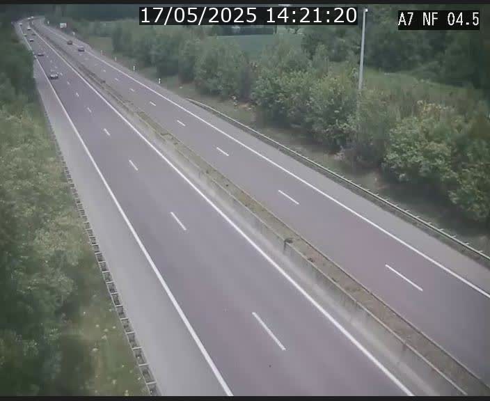 Caméra autoroute Luxembourg A7 - Passage à gibier Rëngelbour - direction Tunnel Grouft