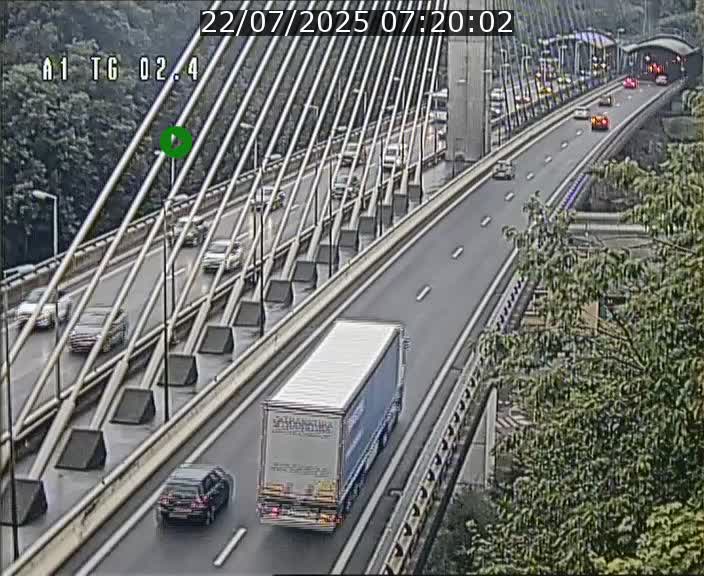 Traffic live webcam Luxembourg Sandweiler - A1 direction Luxembourg-ville - BK 2.4