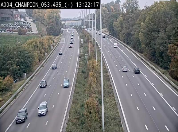Webcam E411 à Champion, à proximité de Namur. Vue orientée vers Bruxelles