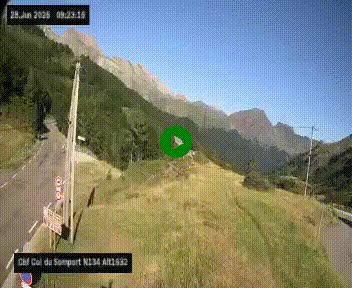 Webcam au col du Somport, côté français, sur la N134, dans les Pyrénées, en direction de l'Espagne, à 1632 mètres d'altitude