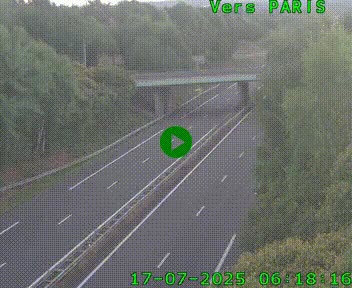 Caméra routière sur l'autoroute A20 au nord de Limoges, à la jonction avec la N520. Vue orientée vers Paris