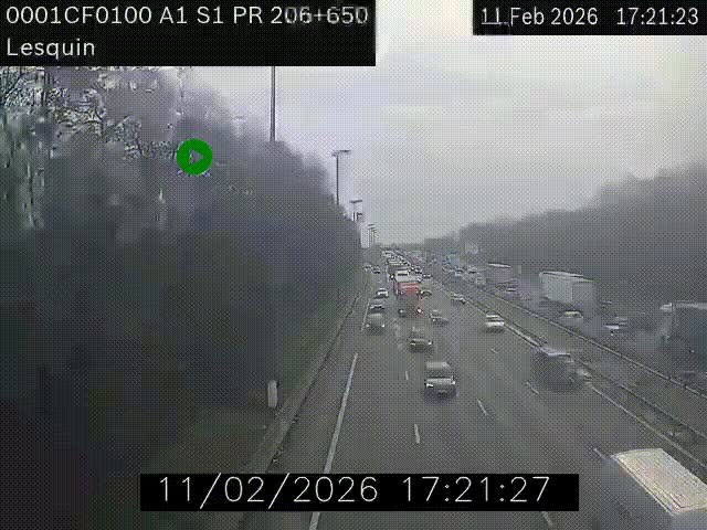 Webcam autoroute A1 à hauteur de Lesquin. Vue orientée vers Lille