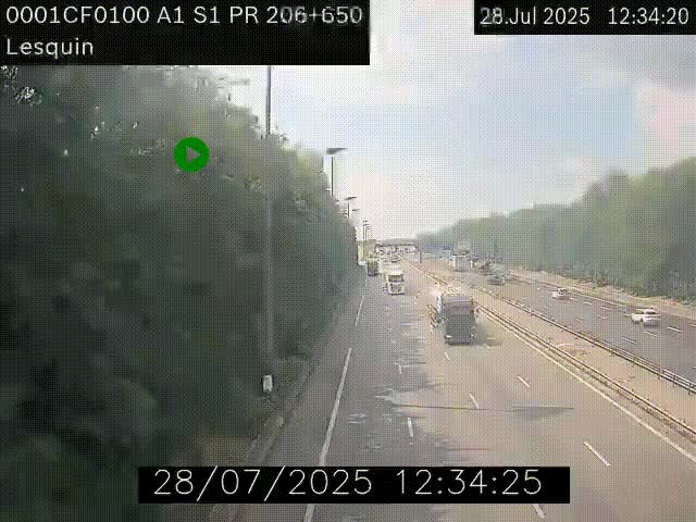 Webcam autoroute A1 à hauteur de Lesquin. Vue orientée vers Lille