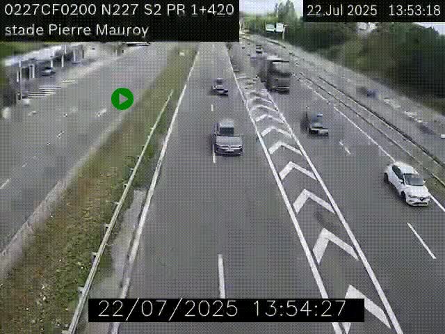 Webcam à hauteur du Stade Pierre Mauroy à Villeneuve d'Ascq sur la N227. Vue orientée vers Mons-en-Baroeul