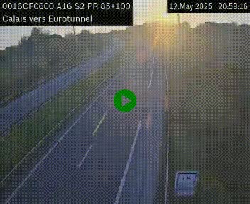 Webcam A16 à Calais en direction du Tunnel sous la Manche (Eurotunnel)