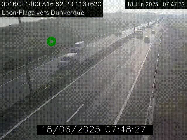 Webcam autoroute A16 à hauteur de Loon-Plage. Vue orientée vers Dunkerque et la Belgique.