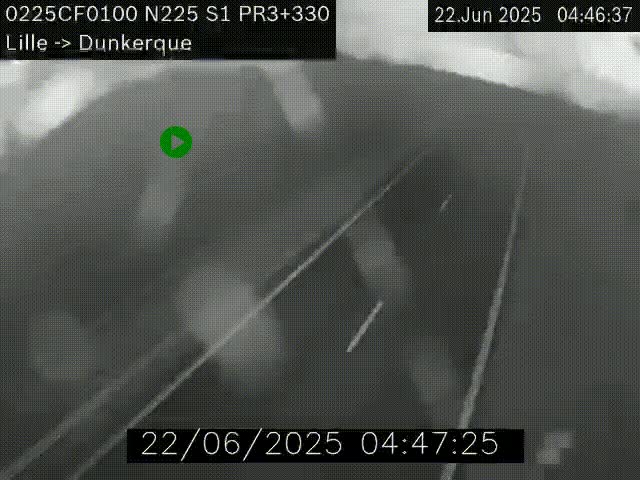 Webcam autoroute A25 (N225) à hauteur de Bergues (Bierne). Vue orientée vers Dunkerque.