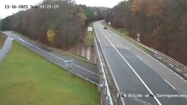 Webcam sur la D620, sur le contournement de Bitche. Vue orientée vers Sarreguemines