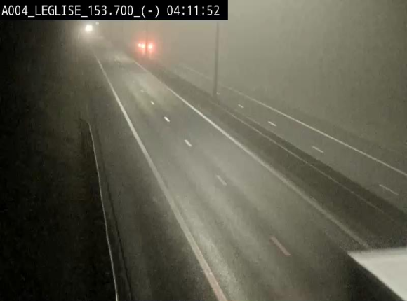 Webcam autoroute A4 (E411-E25) à Léglise, avant la jonction avec la N40. Vue orientée vers Bruxelles